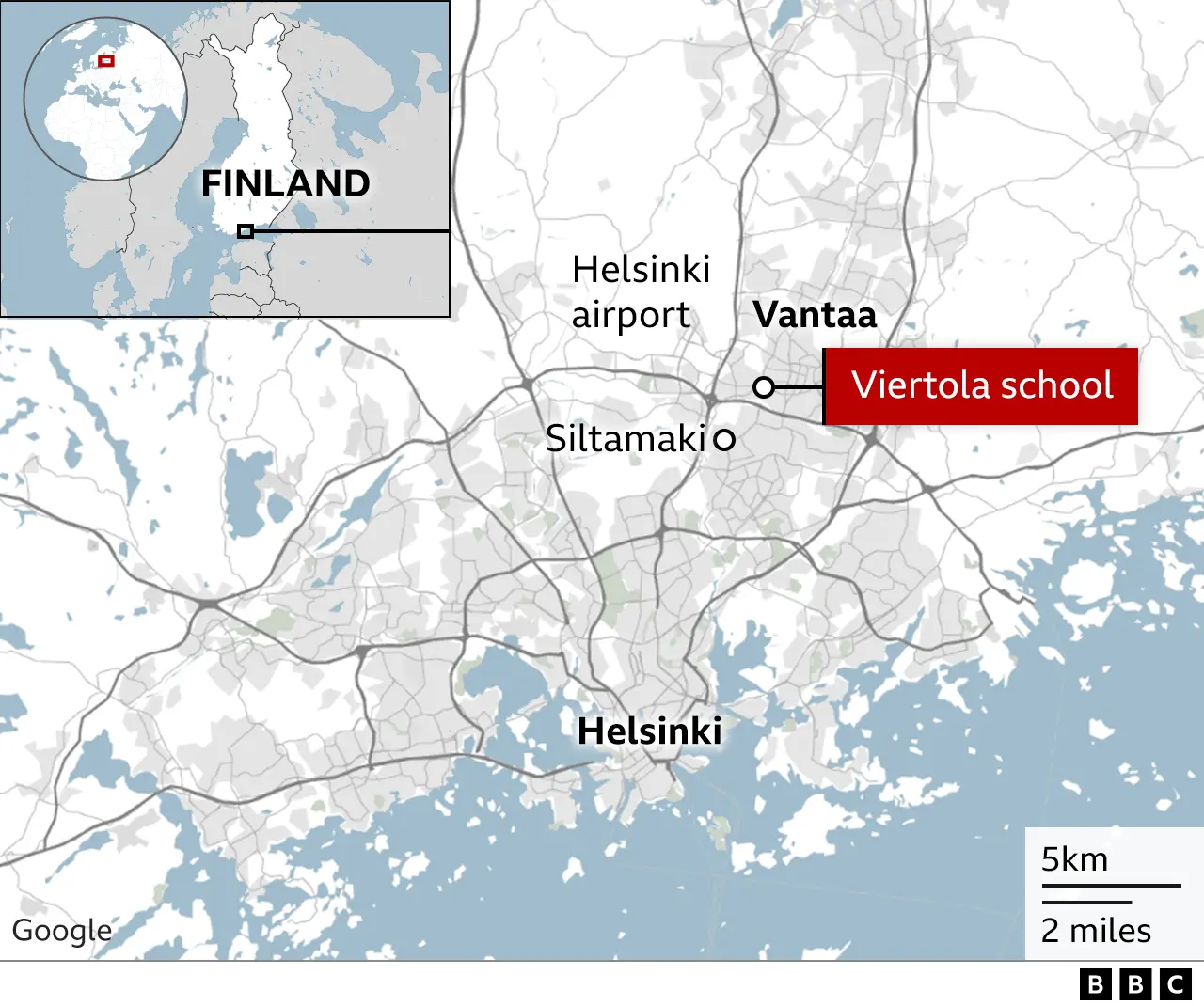 Map of Vantaa in Finland