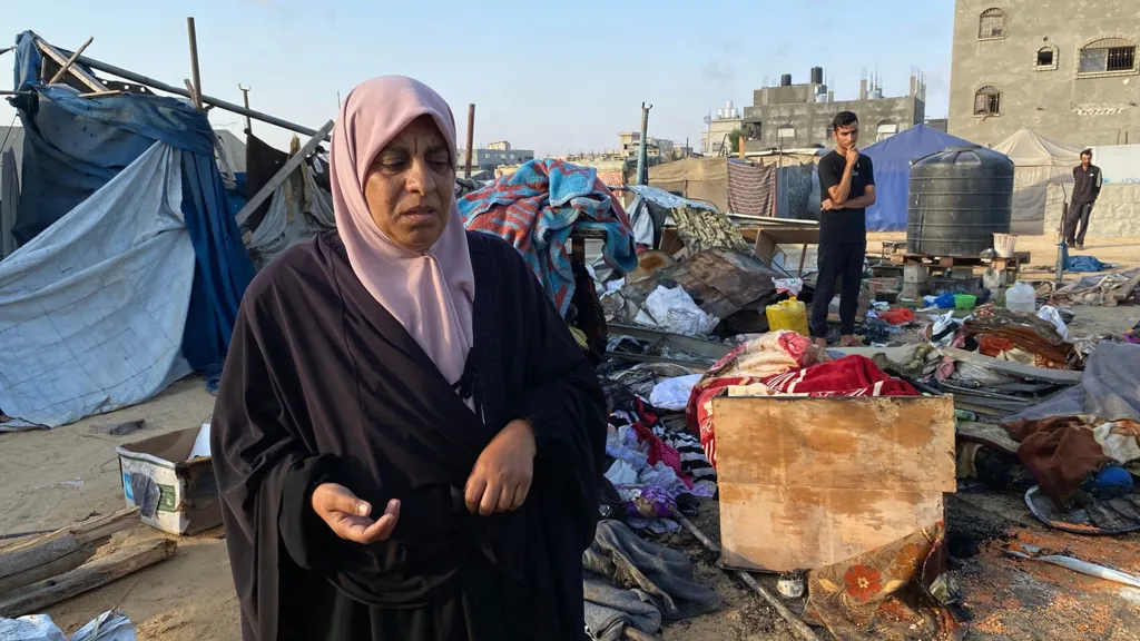 Israel's military operation has continued across Gaza this week - pictured here is damage after a strike on a camp for displaced people in Khan Younis