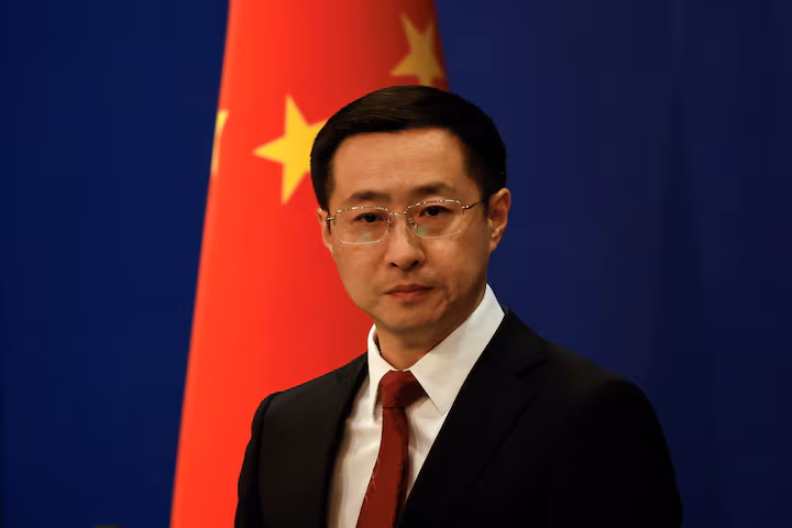 Chinese Foreign Ministry spokesperson Lin Jian attends a press conference in Beijing, China April