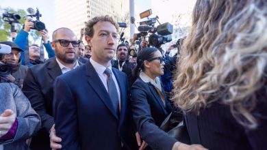 Meta CEO Mark Zuckerberg arrives to the Los Angeles superior court to testify in Los Angeles, California. Photograph: Jill Connelly/Getty Images