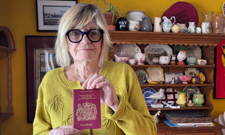 Sarah Byron holds her British passport, which she let expire after becoming a Canadian citizen. As a dual national, she's now required to get a new U.K. passport under new entry rules and is frustrated by the sudden change.