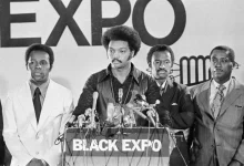 The Rev. Jesse Jackson speaks at a news conference for the Black and Minorities Business and Cultural Expo in Chicago, Aug. 25, 1971.