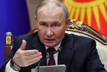 Russian President speaking during a government meeting as geopolitical tensions rise over the Middle East conflict.