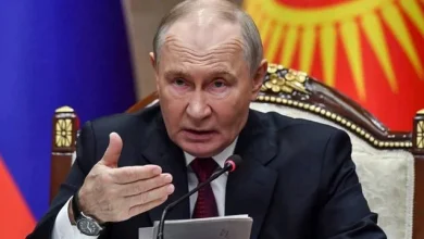 Russian President speaking during a government meeting as geopolitical tensions rise over the Middle East conflict.