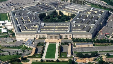 he Pentagon is viewed from the window of an airplane Aug. 27, 2023, in Washington. (AP Photo/Carolyn Kaster, File)