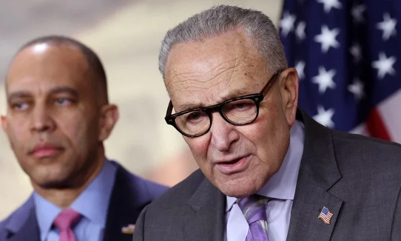 House Minority Leader Hakeem Jeffries (left) and Senate Minority Leader Chuck Schumer have committed to withholding votes for Homeland Security legislation until more changes are made to the department.
