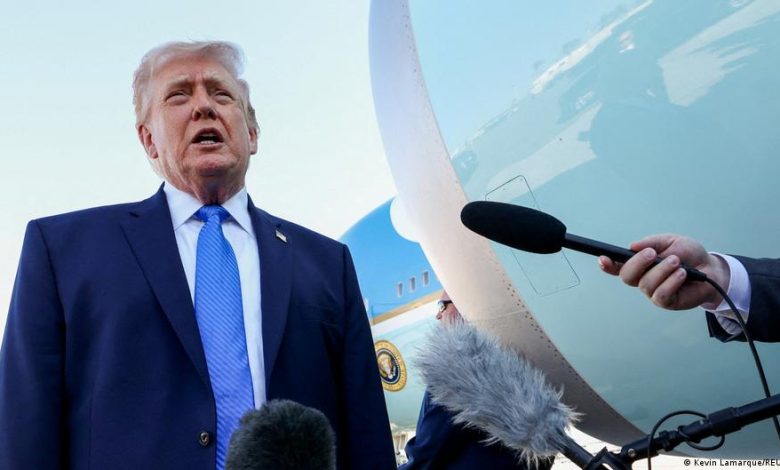 U.S. President Donald Trump speaks during a briefing, as tensions rise with European allies over access to military bases for operations linked to the Iran conflict.