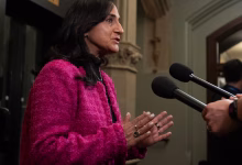 Minister of Foreign Affairs Anita Anand on Parliament Hill in Ottawa on Tuesday. Anand directed Global Affairs Canada to issue a démarche for Israeli Ambassador Iddo Moed, her spokeswoman says. Adrian Wyld/The Canadian Press
